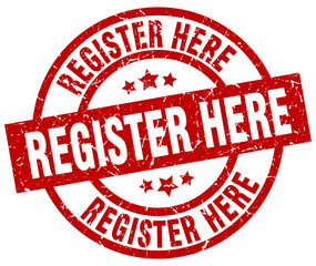 register here round red grunge stamp