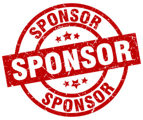 sponsor round red grunge stamp