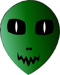 T shirt graphics slogan tee print design/ alien green faceon white Background 