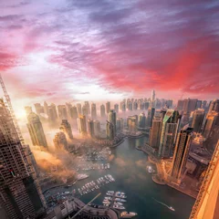 Foto op Canvas Dubai Marina met kleurrijke zonsondergang in Dubai, Verenigde Arabische Emiraten © Tomas Marek