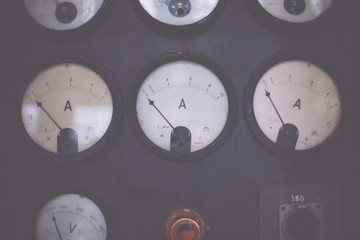 Part of panel ammeter voltmeter dial