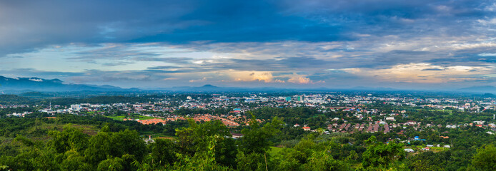 View of city in Chiang Rai province, Thailand.