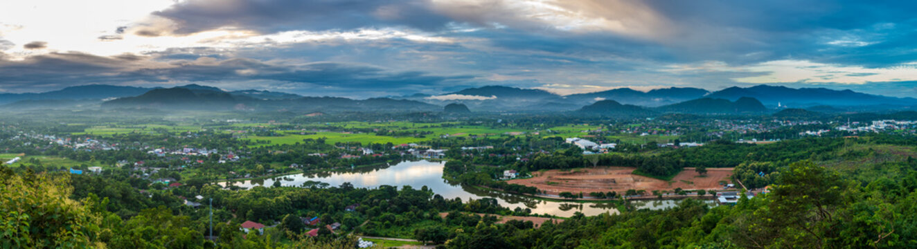 View of city in Chiang Rai province, Thailand.
