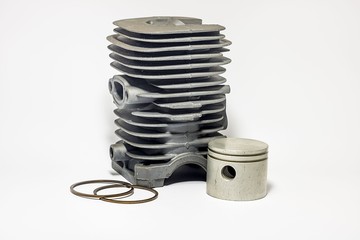 photo the piston and rings isolated on a white background