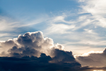 colorful dramatic sky with cloud at sunset.