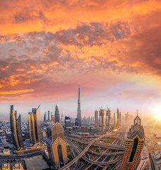 Fototapeta na wymiar Cityscape of Dubai with modern futuristic architecture , United Arab Emirates
