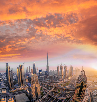 Cityscape of Dubai with modern futuristic architecture , United Arab Emirates