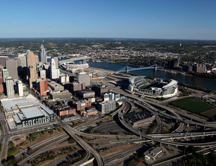 Aerial View of Cincinnati Ohio from the West