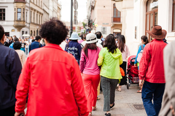 Obraz premium Urban life. People Walking In A Big City Street