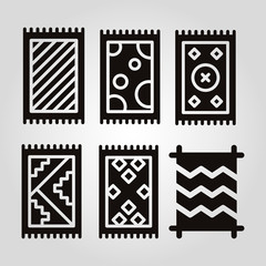 Variety of different type of carpets isolated flat vector icon set