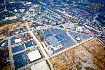 Fototapeta premium Aerial view of Crossroads Church in Cincinati Ohio