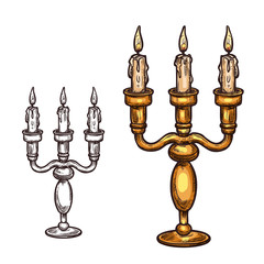 Halloween vector sketch icon candle in candlestick