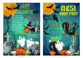 Halloween holiday ghost scary party posters