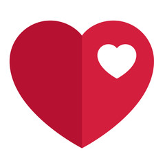Heart inside the Heart. the Heart Icon in Red Color. Vector Illustration Isolated from Background in Flat Style.