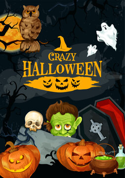 Halloween night party vector holiday poster