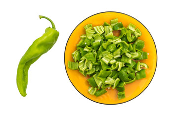 chopped green pepper isolated