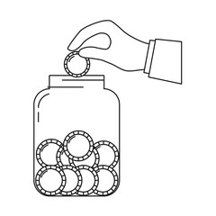bottle with money coins icon