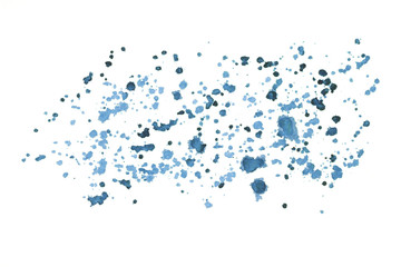 Watercolor splashes of blue paint