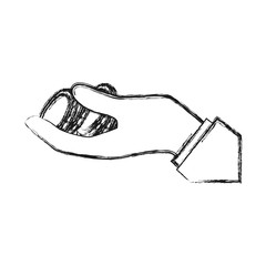 hand with coin icon over white background vector illustration