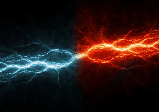 Fire and ice lightning, abstract fractal background