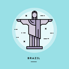 Brazil, flat design thin line banner, usage for e-mail newsletters, web banners, headers, blog posts, print and more