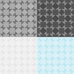 Set of 4 seamless geometric patterns. Swatches are included. Appropriate for textile, packing materials, website backgrounds. 