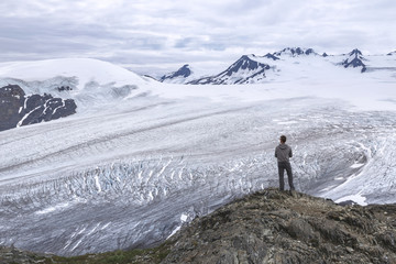 Hiker on the Exit glacier, Alaska, USA