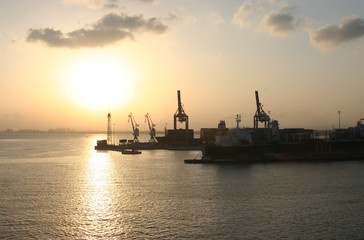 the water area of the port of Haifa in the Mediterranean Sea
