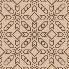 Geometric ornament. Beige and brown seamless pattern