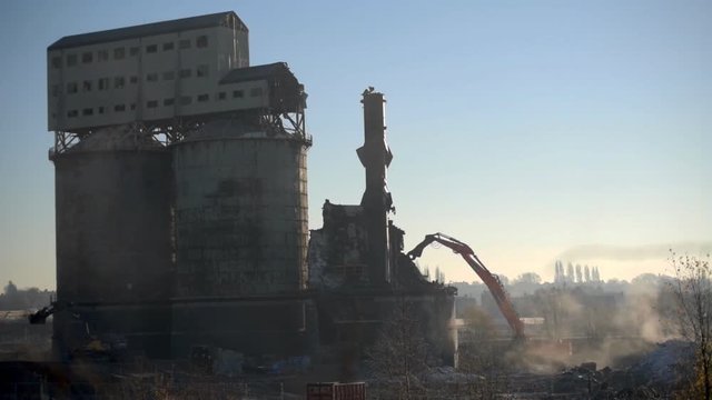 Industrial chemical plant in the process of demolition. Brunner Mond, Winnington, Northwich, Cheshire UK.