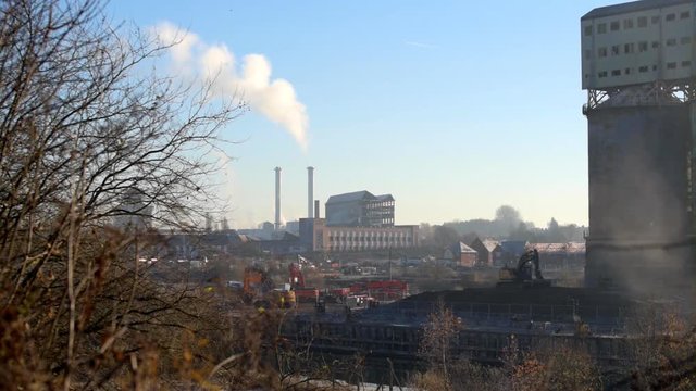 Industrial soda ash site at Brunner Mond, Winnington, Northwich, Cheshire being demolished and cleared for housing development.