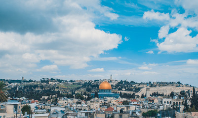 Fototapeta na wymiar View to Jerusalem old city. Israel .Dome of the Rock