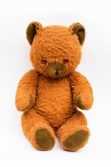 Old teddy bear isolated - communist toy
