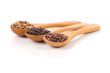 lentils in spoon isolated