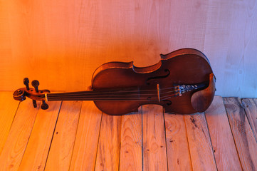 two  violin image .old brown stringed wooden instrument isolated on the white background