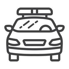 Police car line icon, transport and automobile, cop sign vector graphics, a linear pattern on a white background, eps 10.