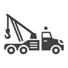 Tow truck glyph icon, transport and vehicle, service sign vector graphics, a solid pattern on a white background, eps 10.