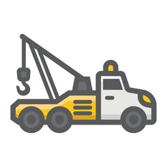 Naklejka premium Tow truck filled outline icon, transport and vehicle, service sign vector graphics, a colorful line pattern on a white background, eps 10.