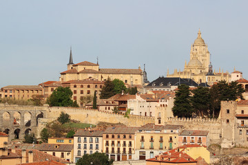Fototapeta na wymiar View to the center of Segovia, Spain