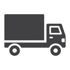 Delivery Truck glyph icon, transport and vehicle, cargo sign vector graphics, a solid pattern on a white background, eps 10.