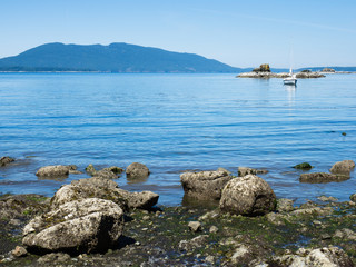 Fototapeta premium US Pacific coast - view of the ocean and islands from Larrabee state park, WA