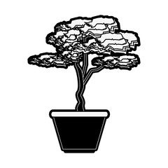 plant in pot icon image vector illustration design  black and white