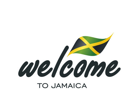 Welcome to Jamaica flag sign logo icon
