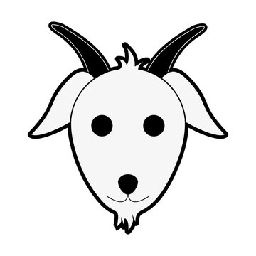 goat animal face cartoon icon image vector illustration design  black and white