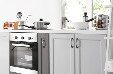 Modern kitchen interior with electric oven