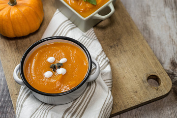 Pumpkin cream on bowl
