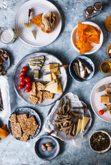 Bar pub party buffet eating snack food appetizers table 