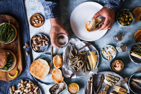 Bar Pub Party Buffet Eating Snack Food Appetizers Table 