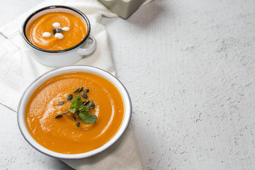 Pumpkin cream on bowl