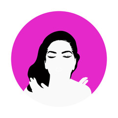 Beauty icon or sign with female face for hairdressing, barber or beauty salon, estetic medicine centre, cosmetic shop